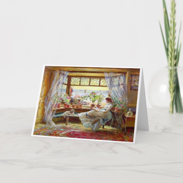 Tarjeta de nota en blanco de arte "Leyendo junto a (Anverso)
