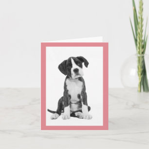 Tarjeta de nota en blanco de cachorro de boxer
