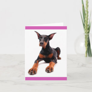 Tarjeta de nota en blanco de cachorro de Doberman 