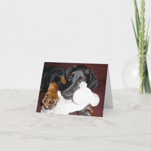 Tarjeta de nota en blanco de cachorro Doberman Pin