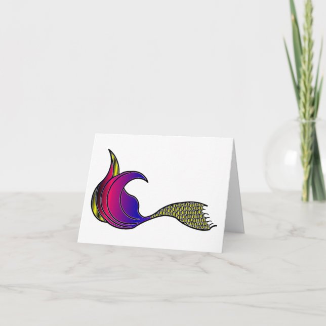 Tarjeta de nota en blanco de cola de sirena multic (Anverso)