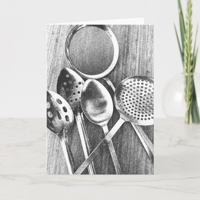Tarjeta de nota en blanco de cucharas de cocina (Anverso)