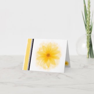 Tarjeta de nota en blanco de flor amarilla