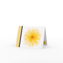 Tarjeta de nota en blanco de flor amarilla