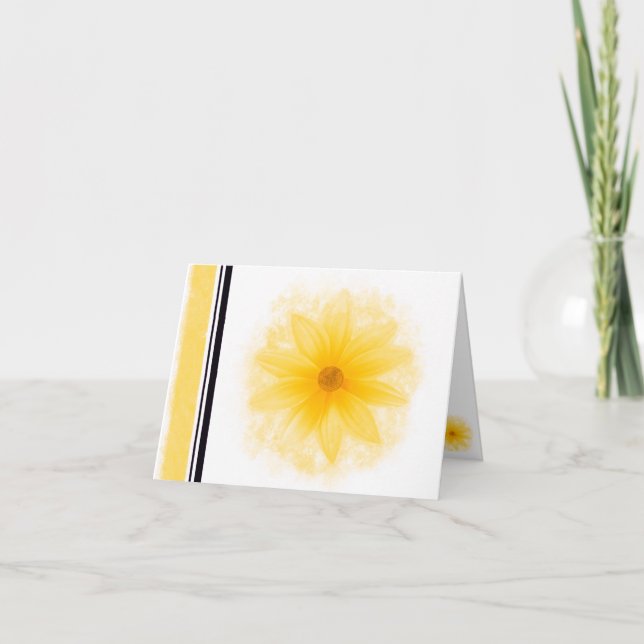 Tarjeta de nota en blanco de flor amarilla (Anverso)