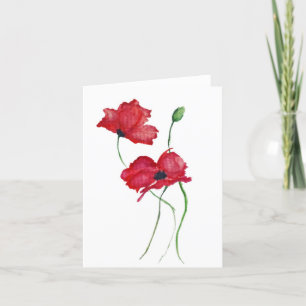 Tarjeta de nota en blanco de flor roja