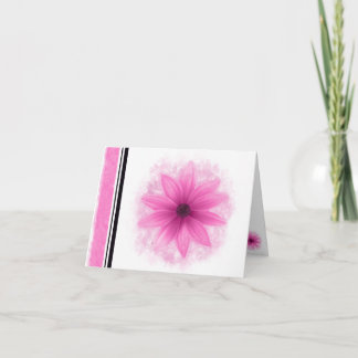 Tarjeta de nota en blanco de flor rosa