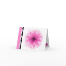 Tarjeta de nota en blanco de flor rosa