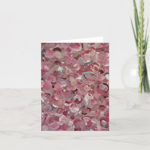 Tarjeta de nota en blanco de guijarros rosados
