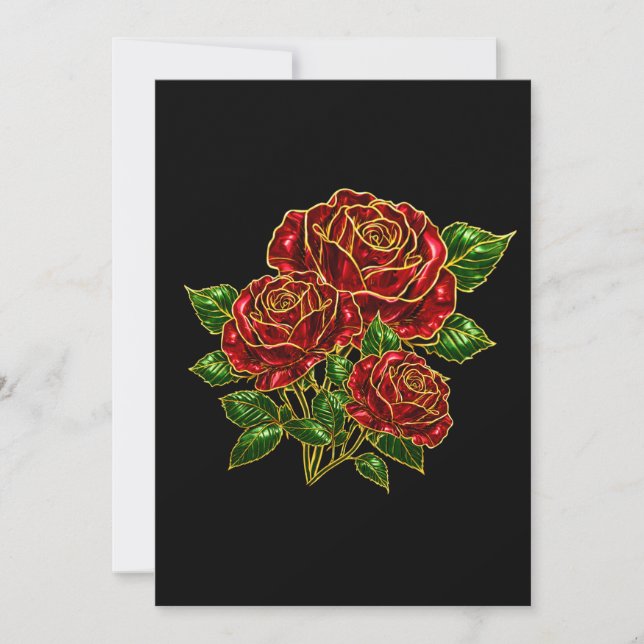 Tarjeta de nota en blanco de hermosa rosa roja rub (Anverso)