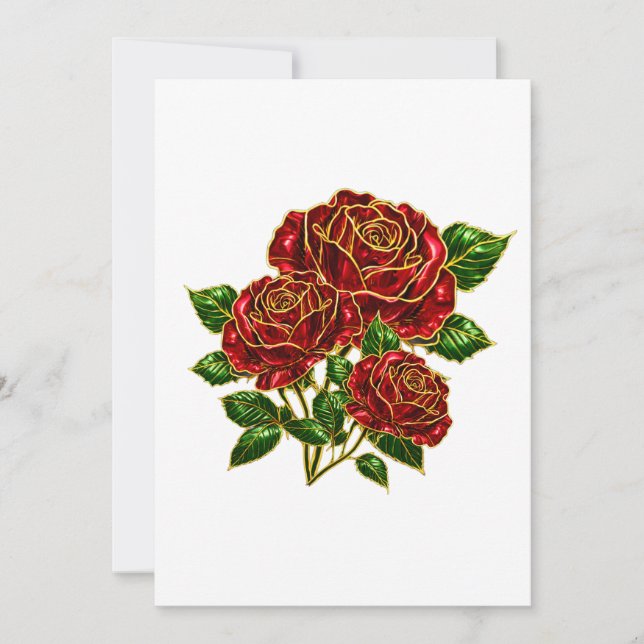 Tarjeta de nota en blanco de hermosa rosa roja rub (Anverso)
