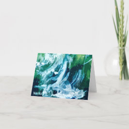 Tarjeta de nota en blanco de la cascada con arte