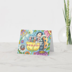 TARJETA DE NOTA EN BLANCO DE LA FAMILIA Ladybug Bu