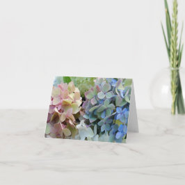 Tarjeta de nota en blanco de las flores de hidrang