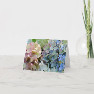 Tarjeta de nota en blanco de las flores de hidrang