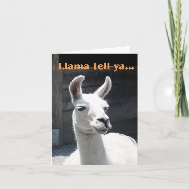 Tarjeta de nota en blanco de llama sonriente "Llam (Anverso)