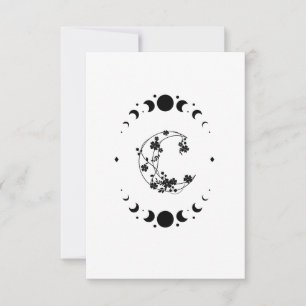 Tarjeta de nota en blanco de luna creciente