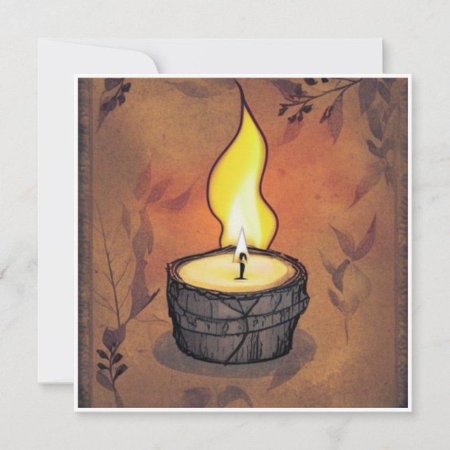 Tarjeta de nota en blanco de luz de vela caliente  (Anverso)