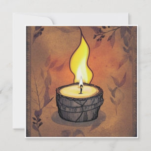 Tarjeta de nota en blanco de luz de vela caliente