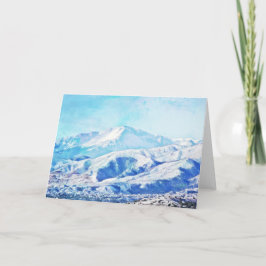 Tarjeta de nota en blanco de montañas nevadas de C