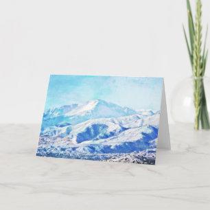 Tarjeta de nota en blanco de montañas nevadas de C