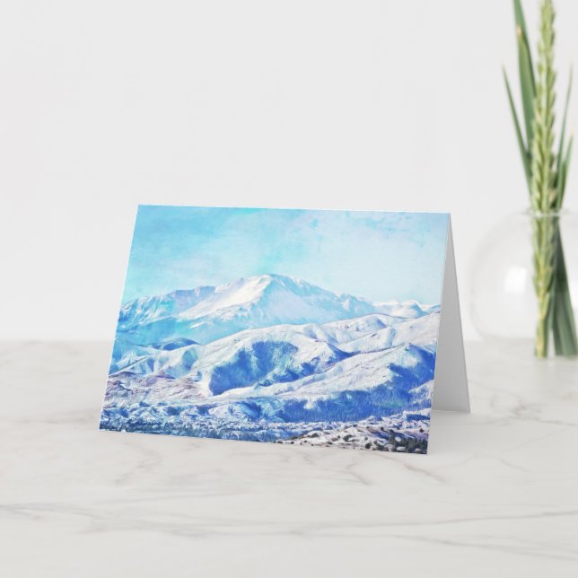Tarjeta de nota en blanco de montañas nevadas de C (Anverso)