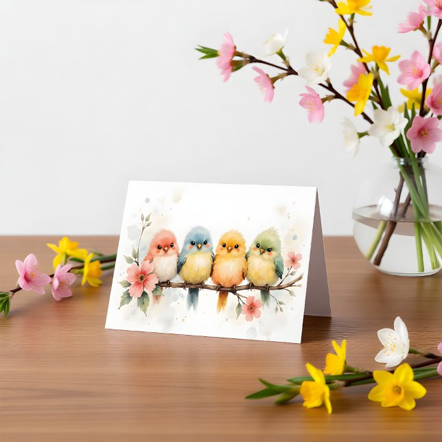 Tarjeta de nota en blanco de pájaros al pastel de  (Subido por el creador)