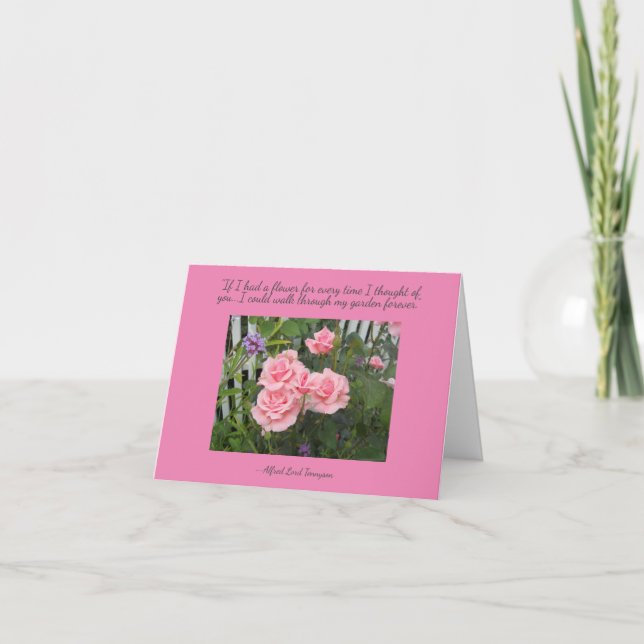 Tarjeta de nota en blanco de pensamientos de rosas (Anverso)