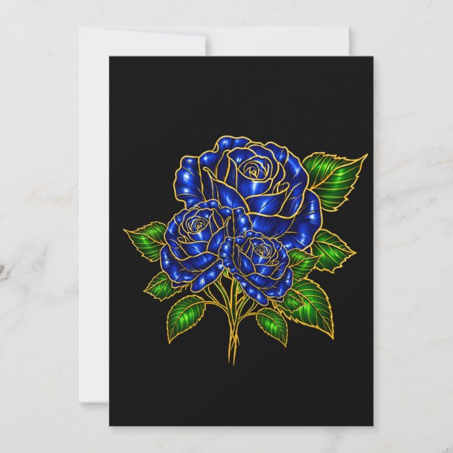 Tarjeta de nota en blanco de rosa azul zafiro herm (Anverso)