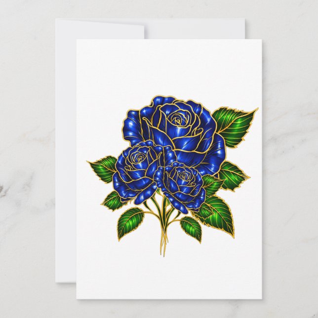 Tarjeta de nota en blanco de rosa azul zafiro herm (Anverso)