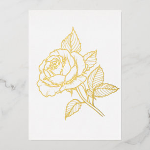 Tarjeta de nota en blanco de rosa de oro simple el