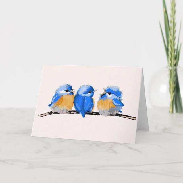 Tarjeta de nota en blanco de tres Bluebirds (Anverso)