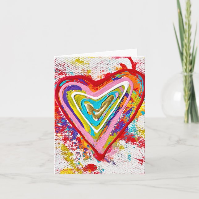 Tarjeta de nota en blanco del corazón rojo (Anverso)