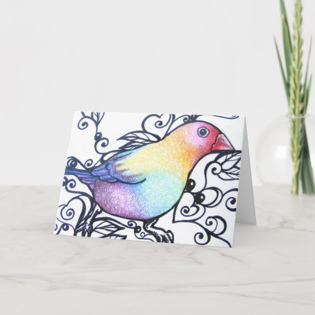 Tarjeta de nota en blanco del pájaro IV del amor (Anverso)
