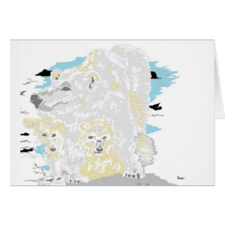 Tarjeta de nota en blanco dentro del oso polar con