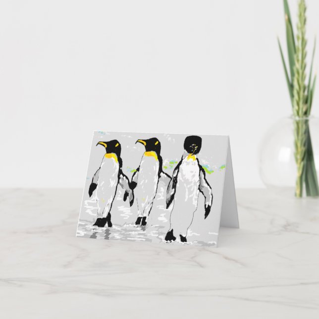Tarjeta de nota en blanco dentro del pingüino (Anverso)