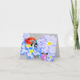 Tarjeta de nota en blanco dentro / Ladybug