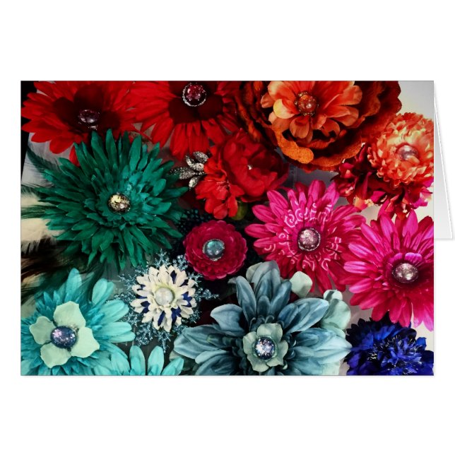 Tarjeta de nota en blanco floral de Kaleidescope (Anverso (Horizontal))