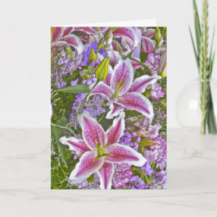 Tarjeta de nota en blanco floral Lily Garden