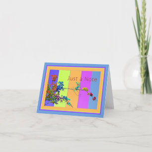 Tarjeta de nota, en blanco, flores coloridas y fon