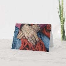 Tarjeta de nota en blanco "Manos de tiempo"