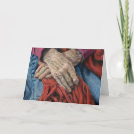 Tarjeta de nota en blanco "Manos de tiempo"