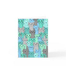 Tarjeta de nota en blanco: Muchos gatos coloridos