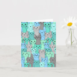 Tarjeta de nota en blanco: Muchos gatos coloridos