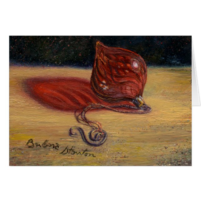 Tarjeta de nota en blanco "Ornamento de vidrio roj (Anverso (Horizontal))