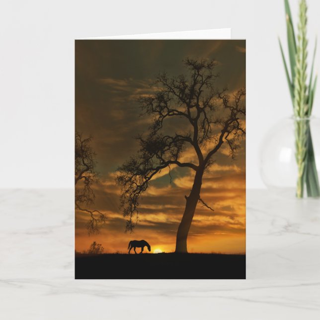 Tarjeta de nota en blanco para árbol de caballo y  (Anverso)