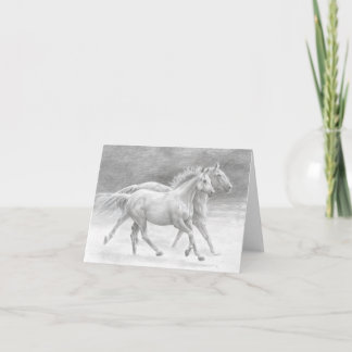 Tarjeta de nota en blanco para caballos libres en