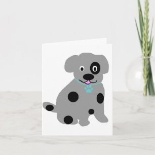 Tarjeta de nota en blanco para cachorro gris y neg