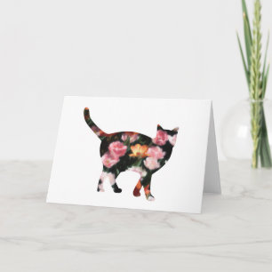 Tarjeta de nota en blanco para el gato de tulipán