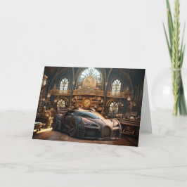 Tarjeta de nota en blanco para Steampunk Super Car